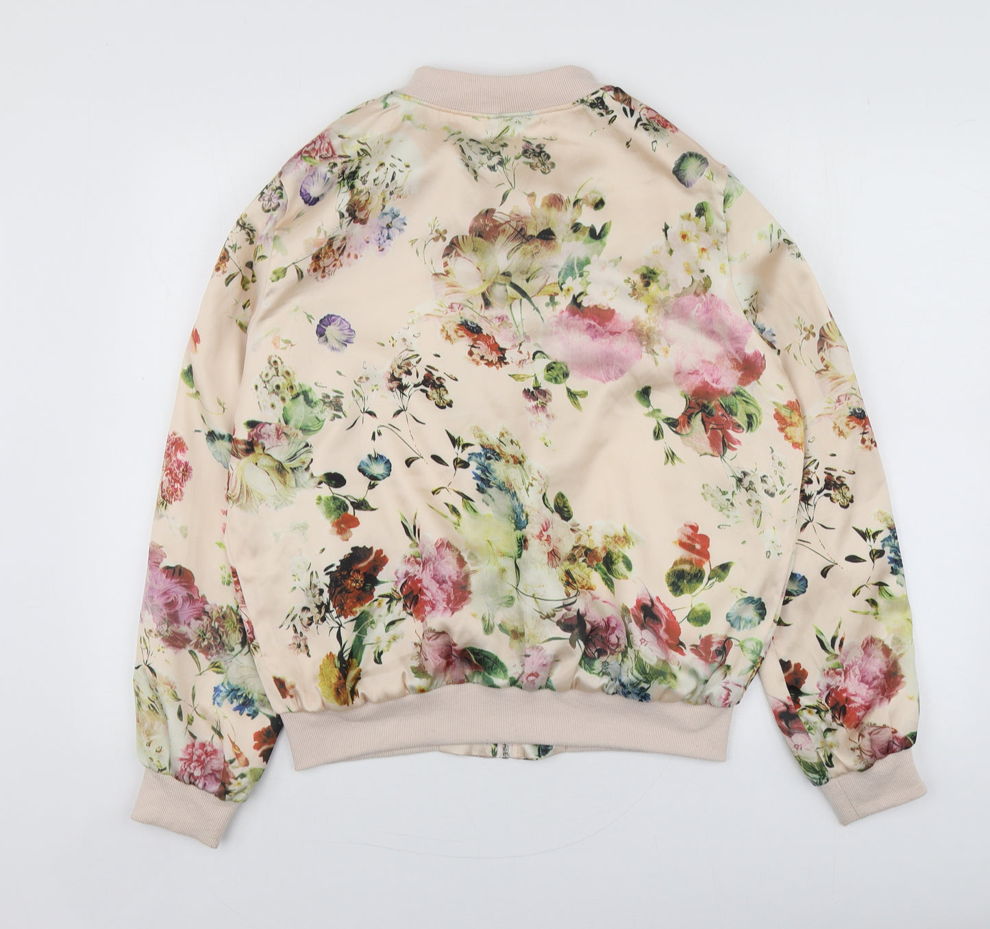 New Look Womens Pink Floral Polyester Full Zip Hoodie Size 14