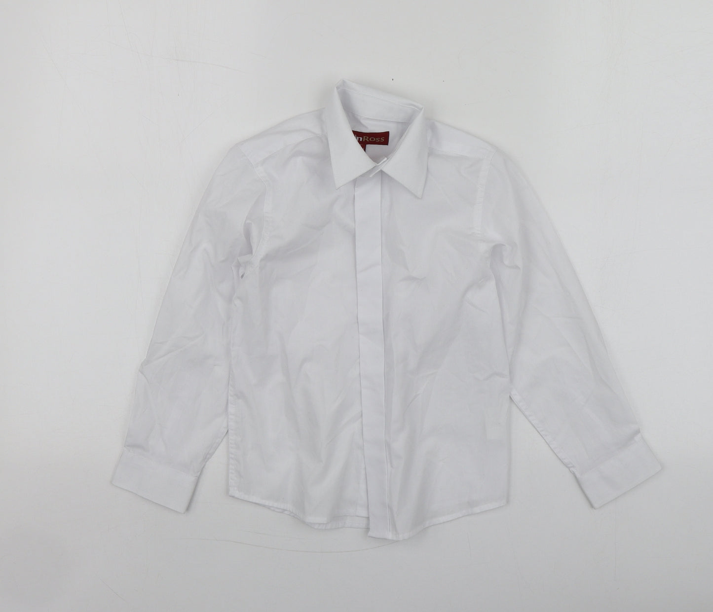 ColinRoss Boys White  Polyester Basic Button-Up Size 12 Years Collared