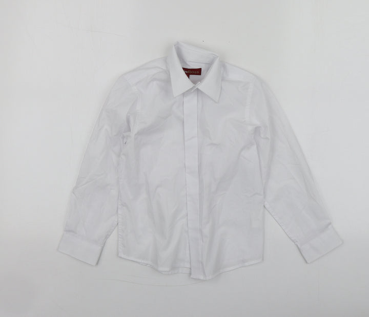ColinRoss Boys White  Polyester Basic Button-Up Size 12 Years Collared