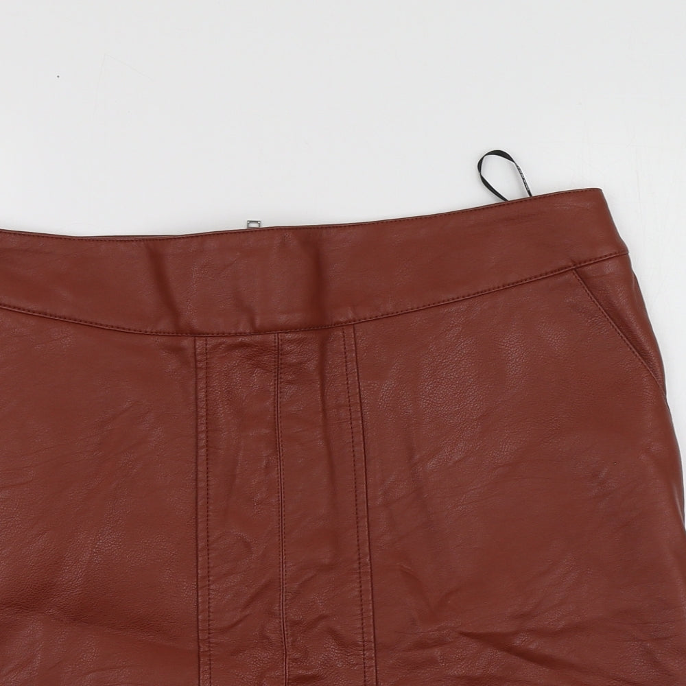 Warehouse Womens Brown  Polyester A-Line Skirt Size 16