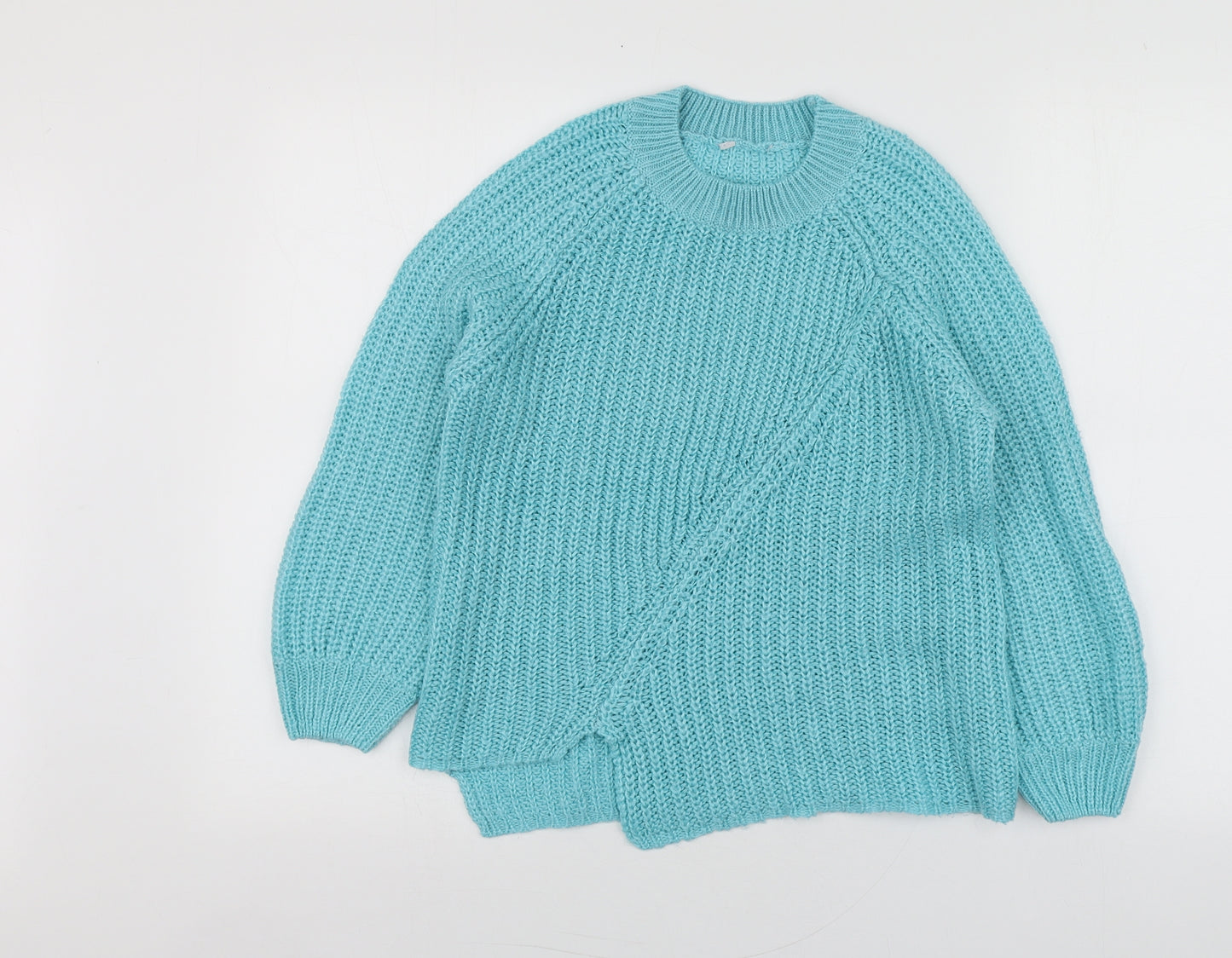 M&Co Girls Blue Round Neck  Acrylic Pullover Jumper Size 9-10 Years