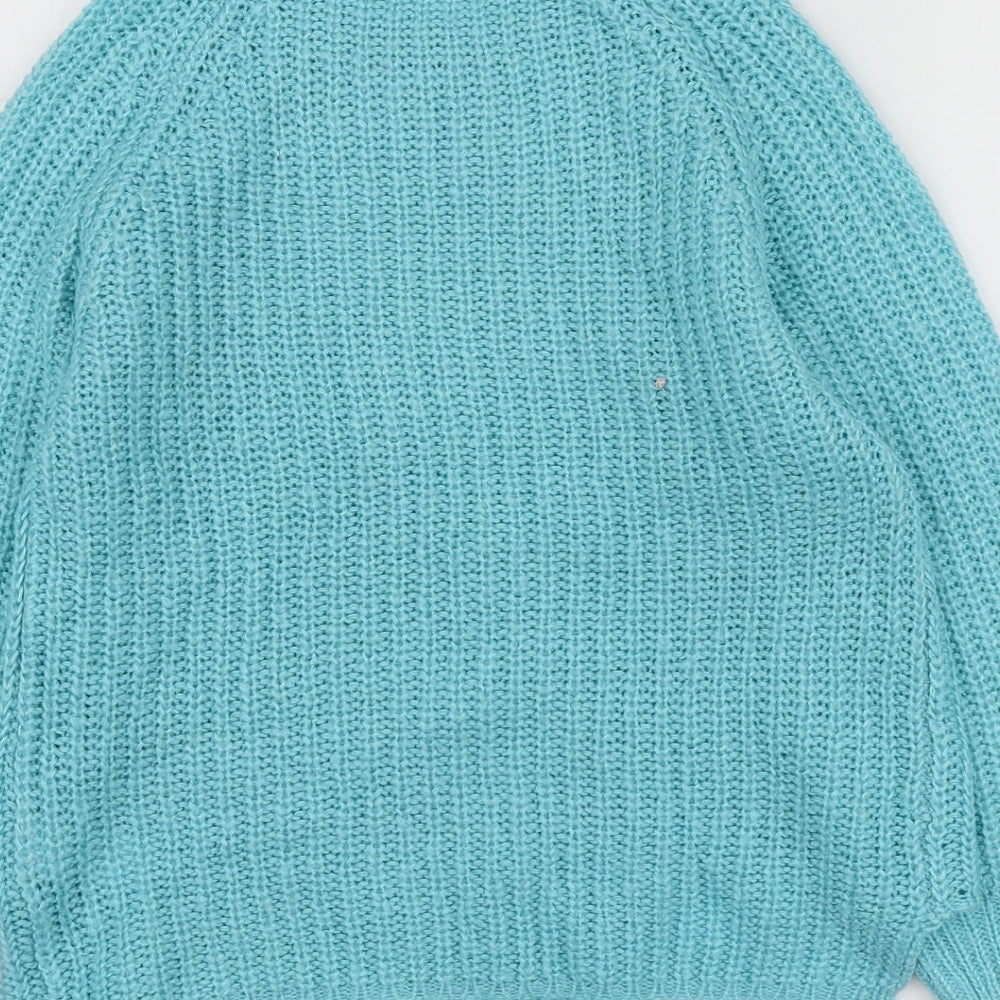M&Co Girls Blue Round Neck  Acrylic Pullover Jumper Size 9-10 Years