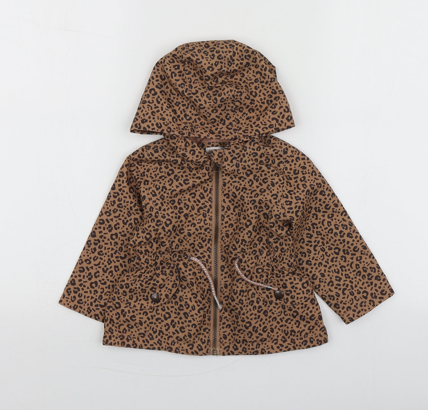 TU Girls Brown Animal Print  Jacket  Size 9-12 Months