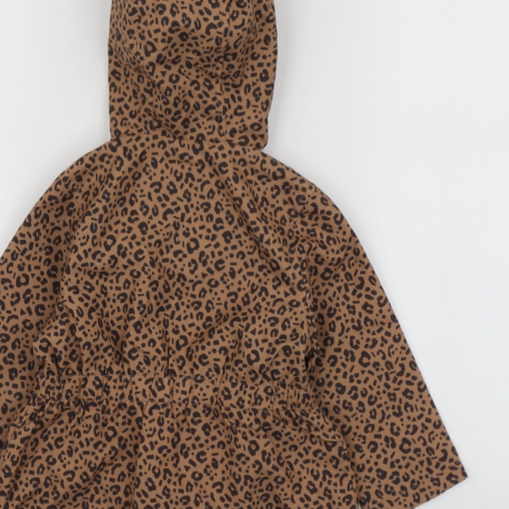 TU Girls Brown Animal Print  Jacket  Size 9-12 Months