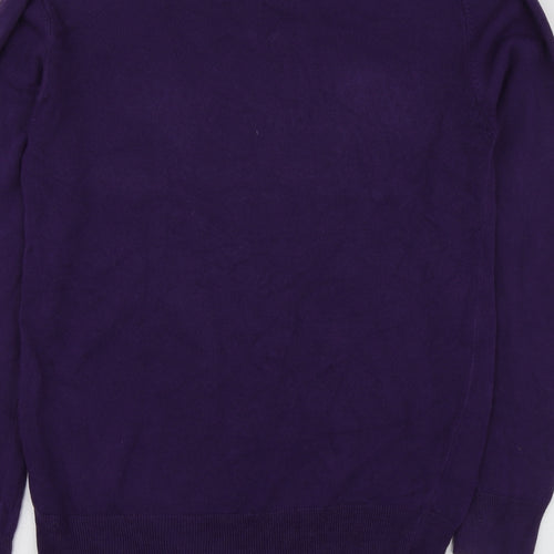 Cedar Wood State Womens Purple V-Neck  Acrylic Pullover Jumper Size S