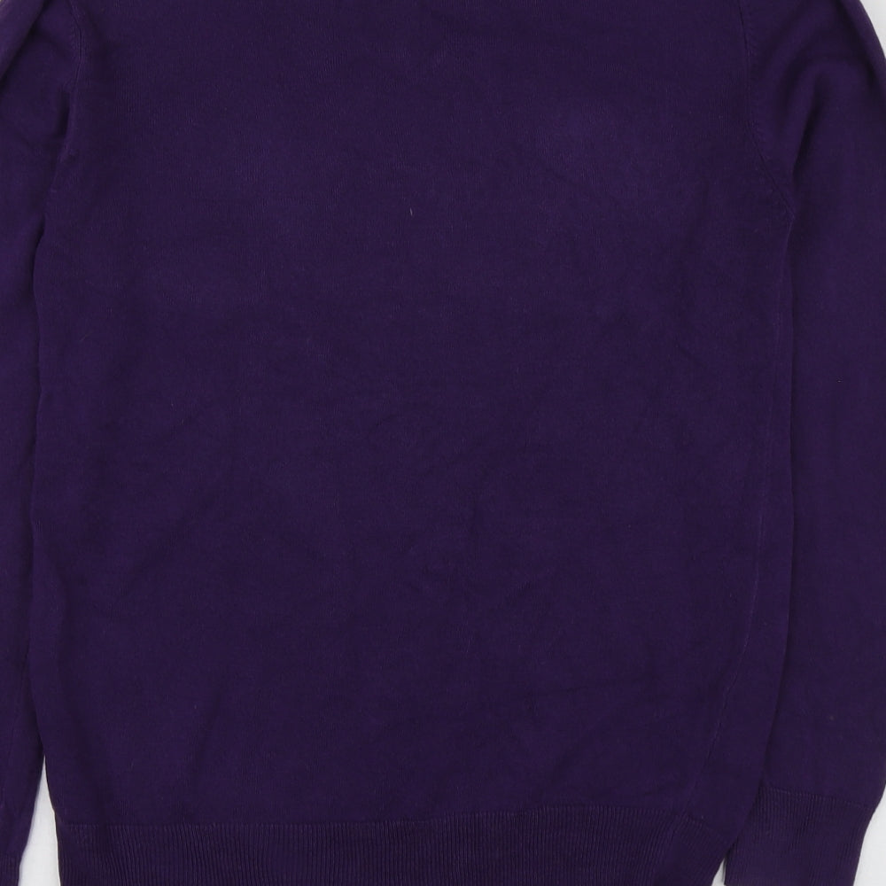 Cedar Wood State Womens Purple V-Neck  Acrylic Pullover Jumper Size S