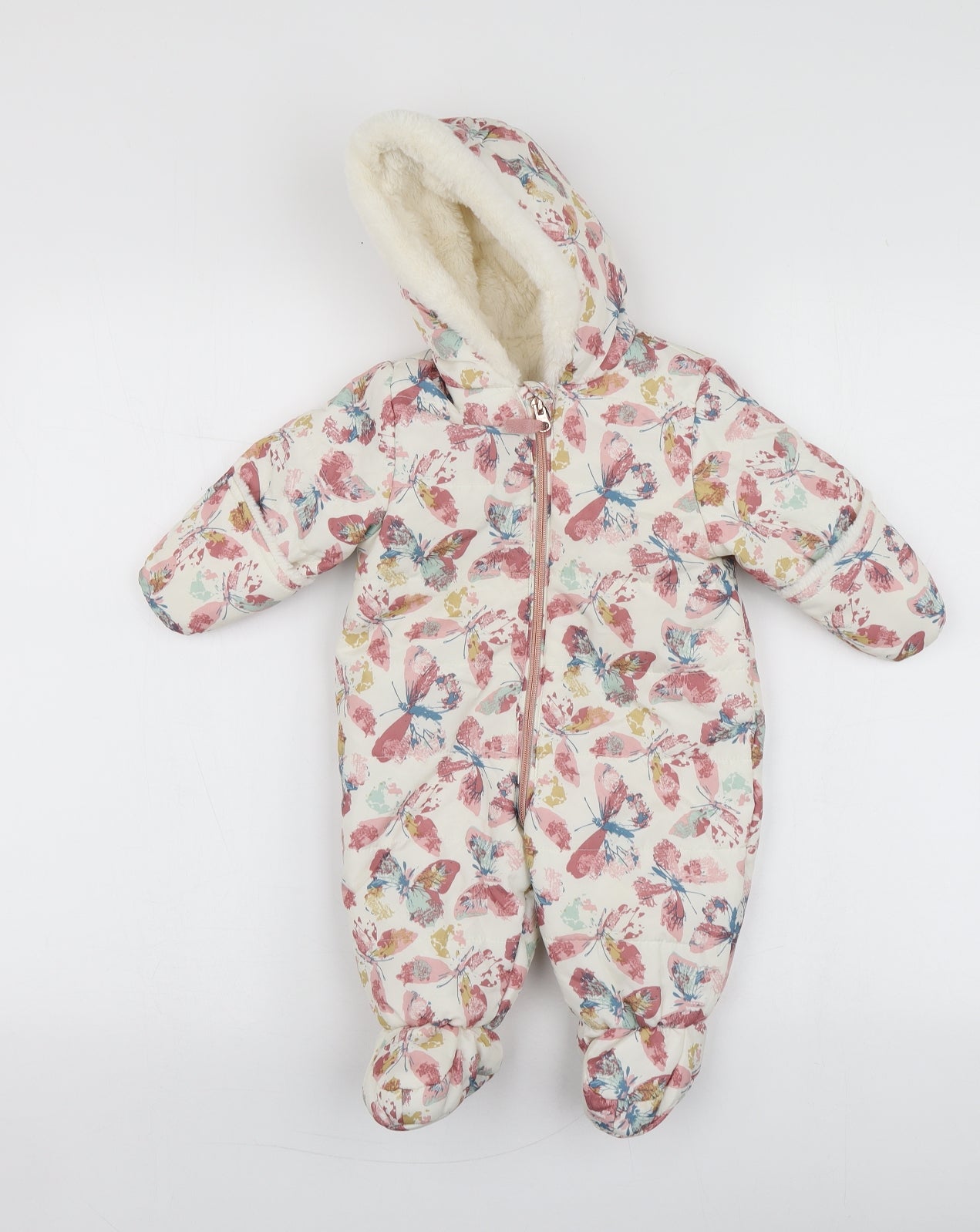 Nutmeg Girls Multicoloured Geometric  Jacket Snowsuit Size 3-6 Months