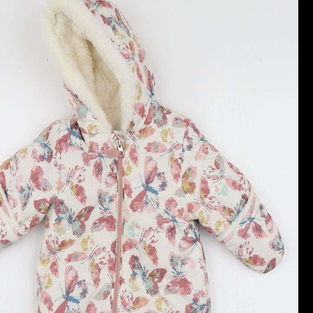 Nutmeg Girls Multicoloured Geometric  Jacket Snowsuit Size 3-6 Months