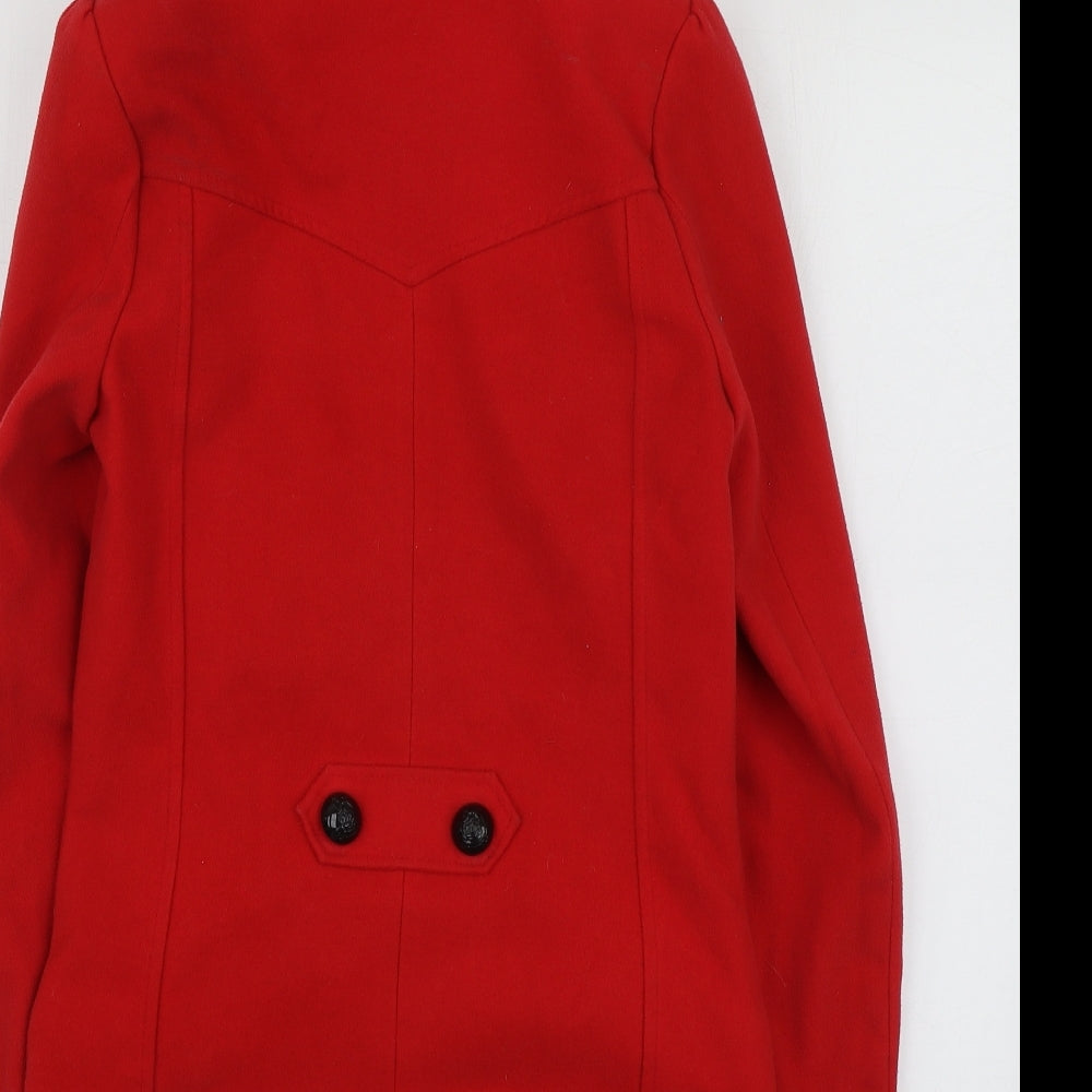 New Look Womens Red   Overcoat Coat Size 8
