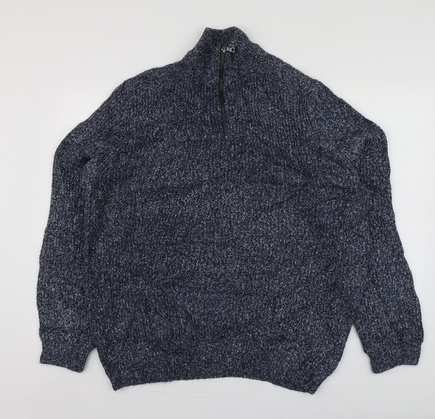 M&S Mens Blue High Neck  Acrylic Pullover Jumper Size XL