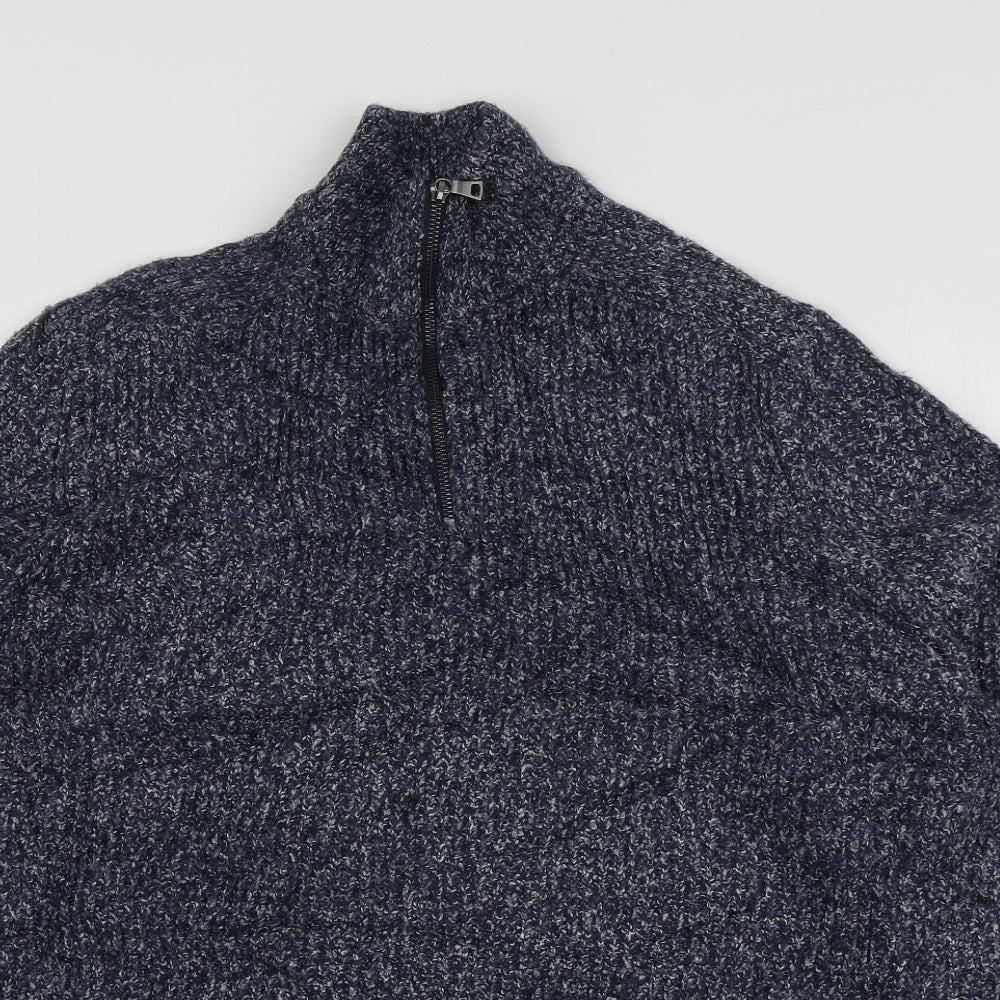 M&S Mens Blue High Neck  Acrylic Pullover Jumper Size XL