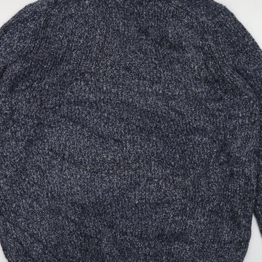 M&S Mens Blue High Neck  Acrylic Pullover Jumper Size XL