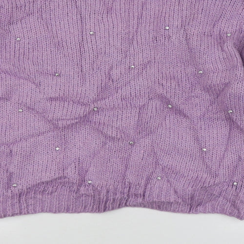 George Womens Purple Round Neck  Acrylic Pullover Jumper Size L