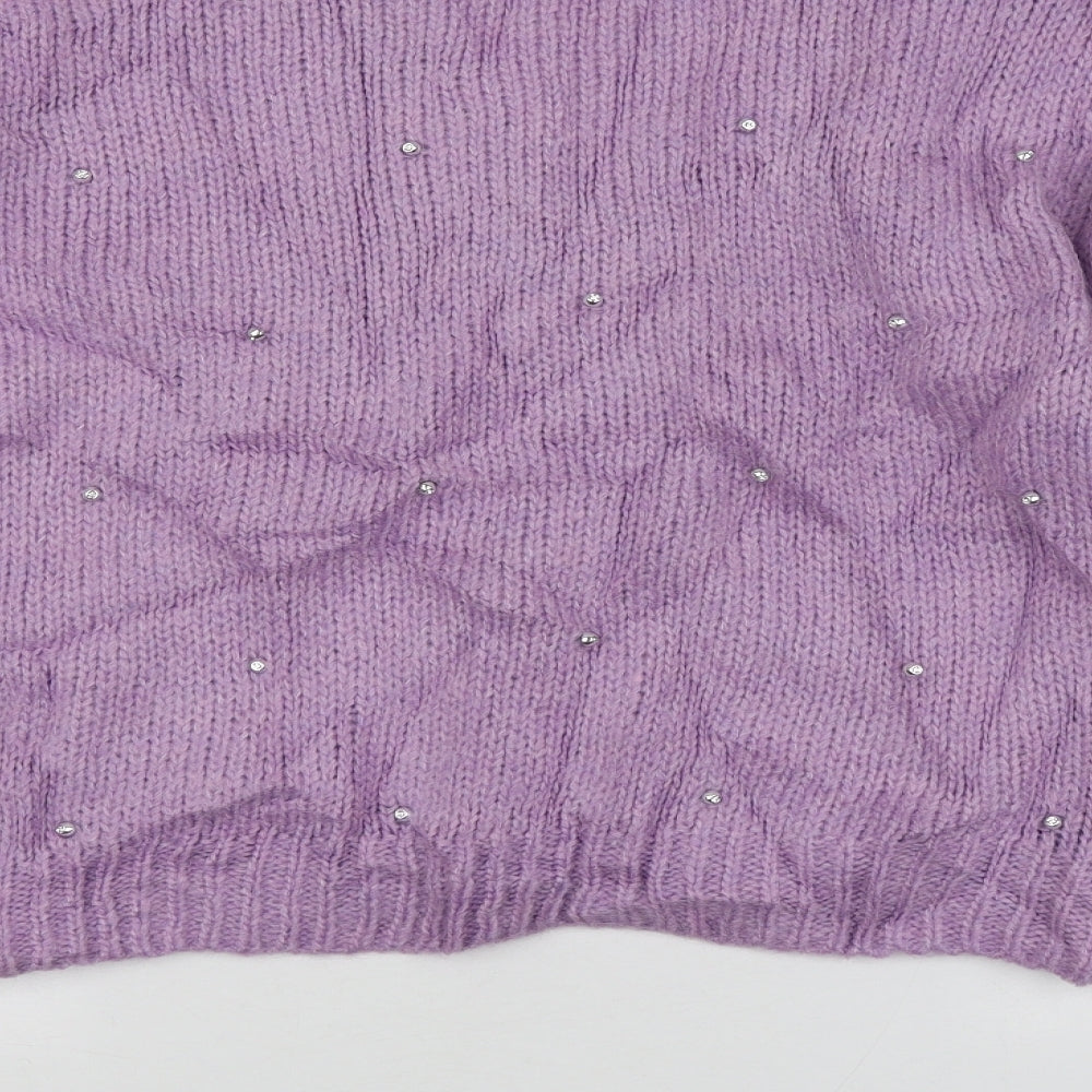 George Womens Purple Round Neck  Acrylic Pullover Jumper Size L