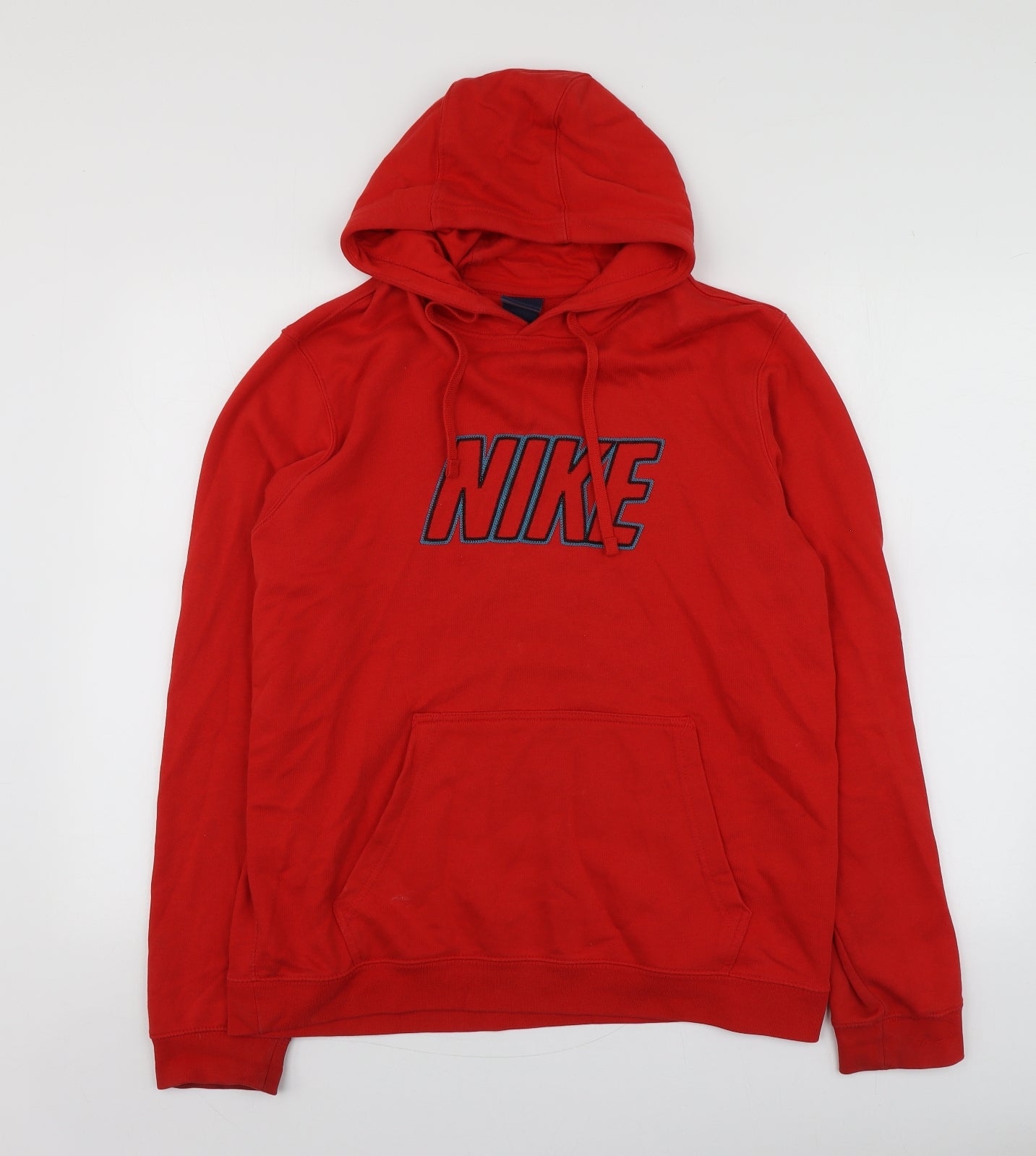 Nike Mens Red Geometric Cotton Pullover Hoodie Size M