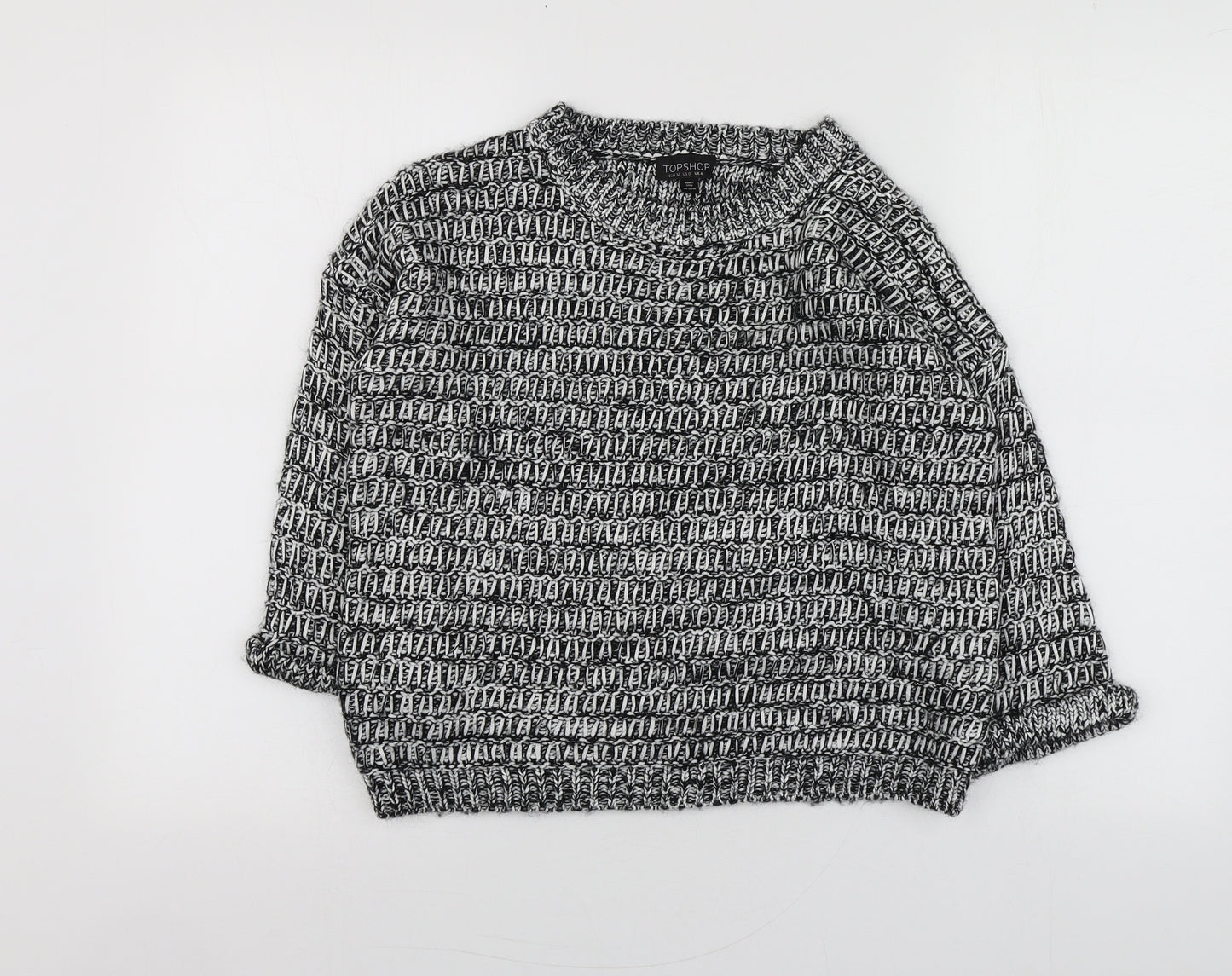 Topshop Womens Grey Round Neck  Acrylic Pullover Jumper Size 4