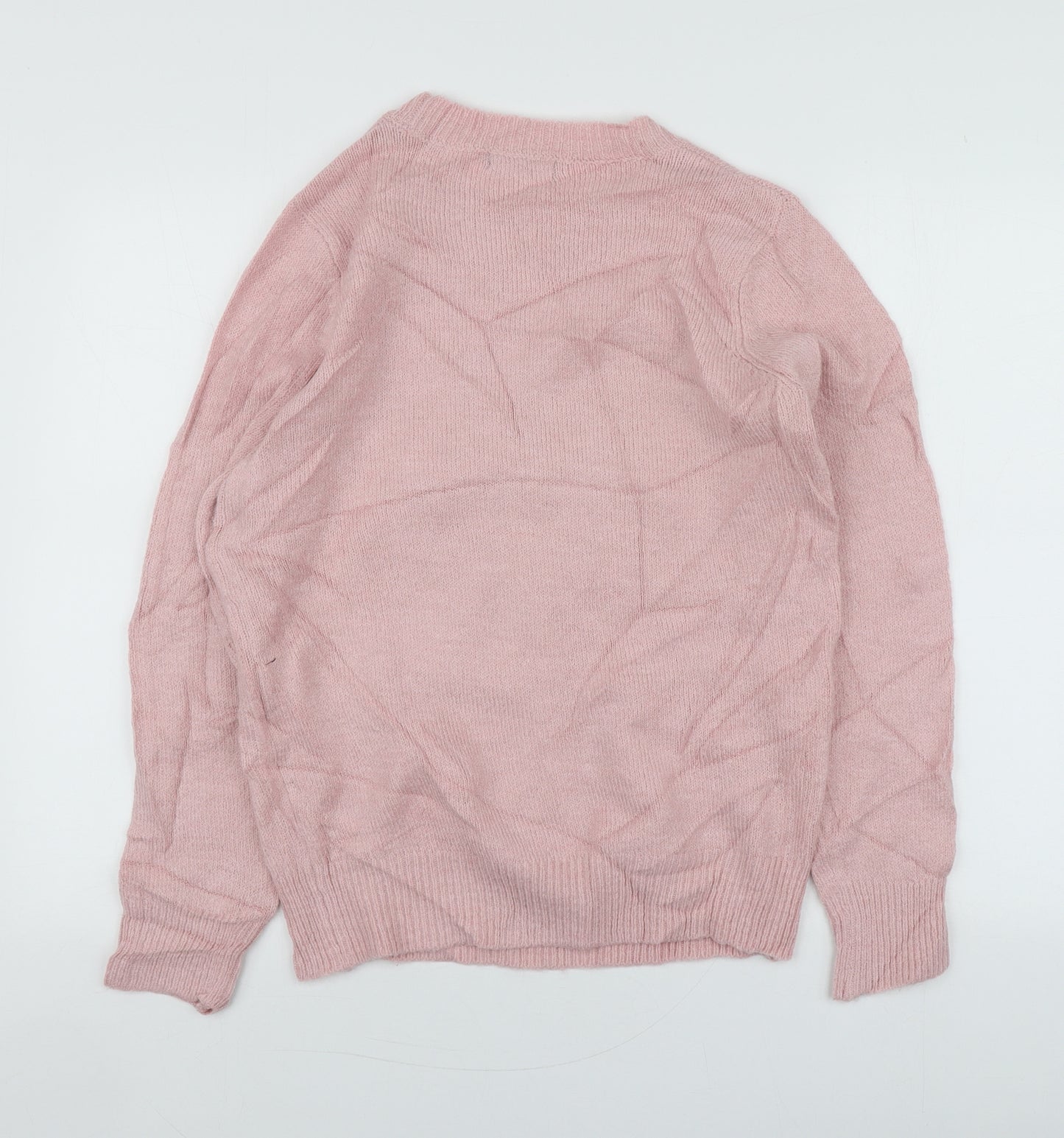 F&F Womens Pink Round Neck Geometric Acrylic Pullover Jumper Size 12