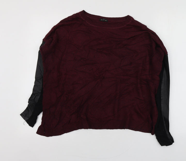 River Island Womens Red Round Neck Viscose Pullover Jumper Size 36