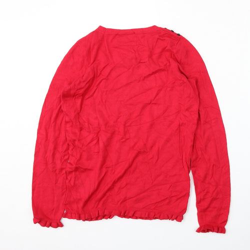 Wallis Womens Red Round Neck  Viscose Pullover Jumper Size 8