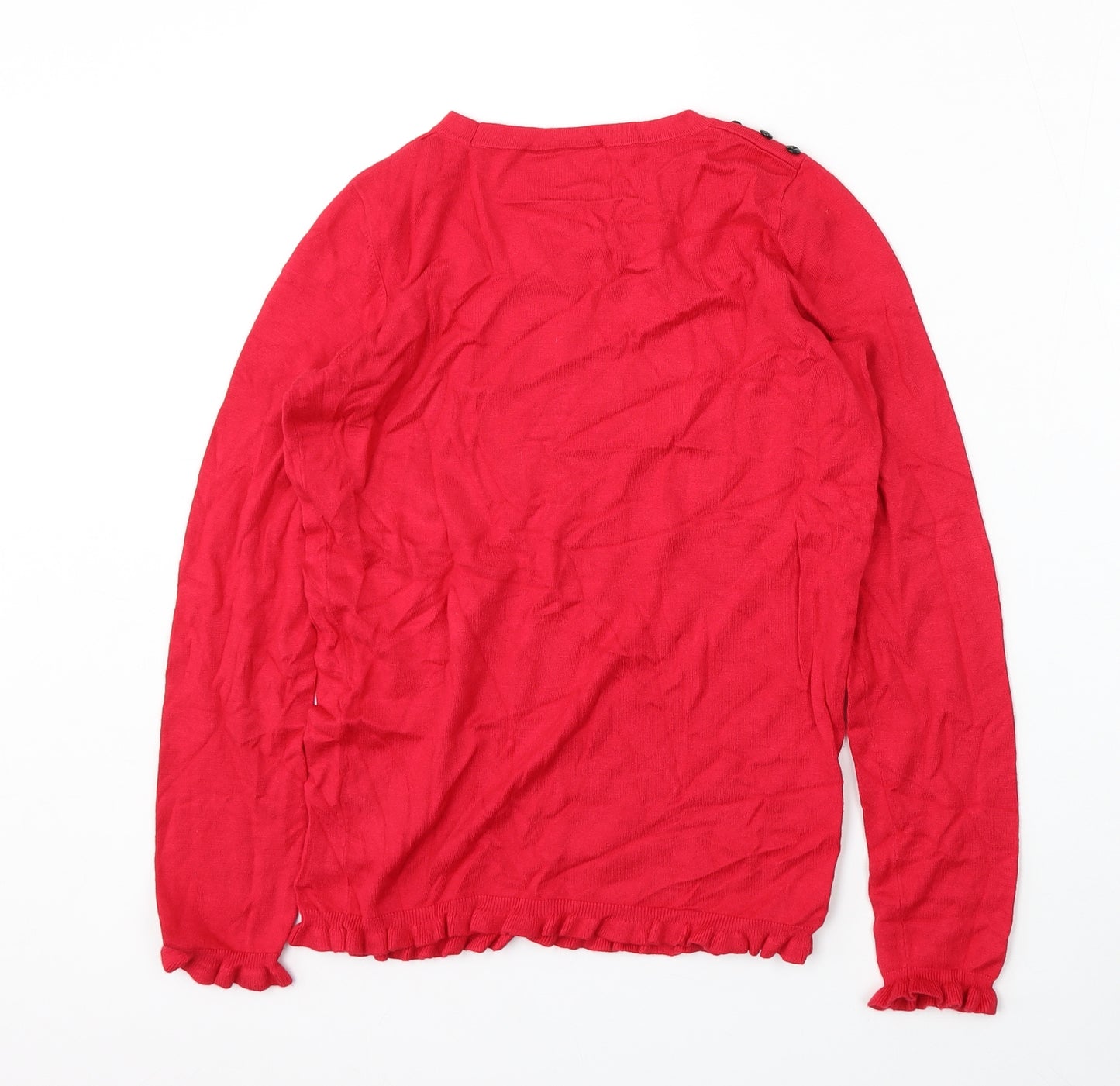 Wallis Womens Red Round Neck  Viscose Pullover Jumper Size 8