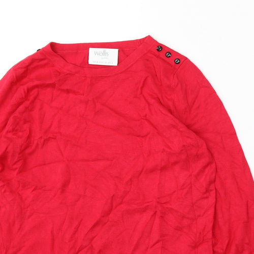 Wallis Womens Red Round Neck  Viscose Pullover Jumper Size 8