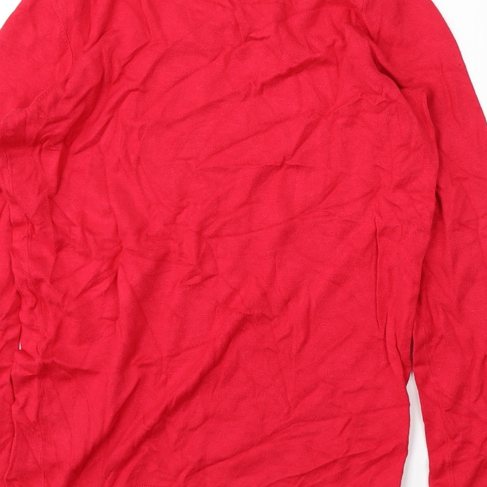 Wallis Womens Red Round Neck  Viscose Pullover Jumper Size 8