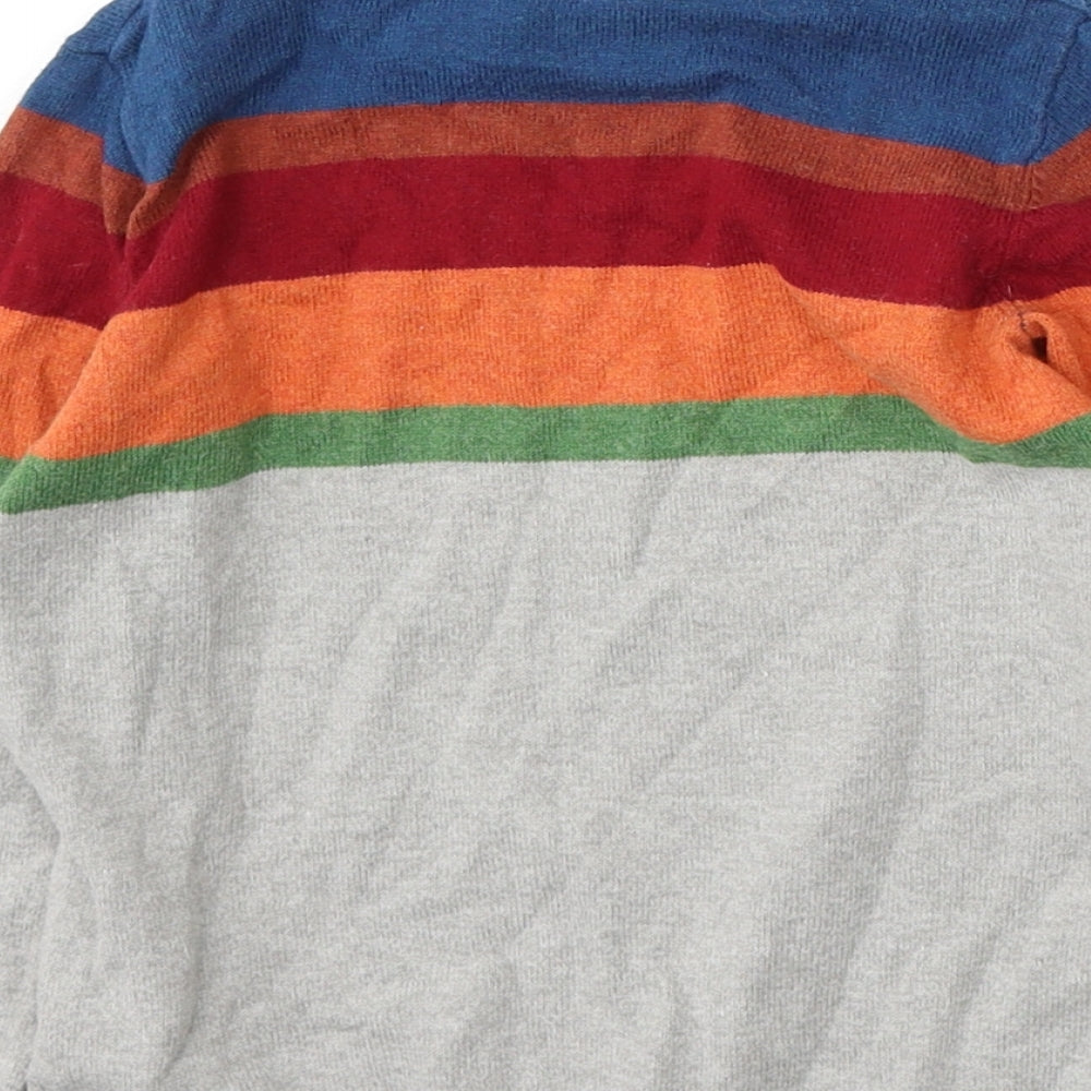 John Lewis Boys Grey Round Neck Striped Cotton Pullover Jumper Size 4 Years