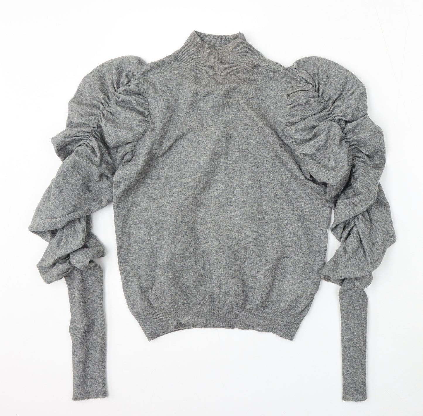 White ICy Womens Grey Mock Neck  Viscose Pullover Jumper Size M