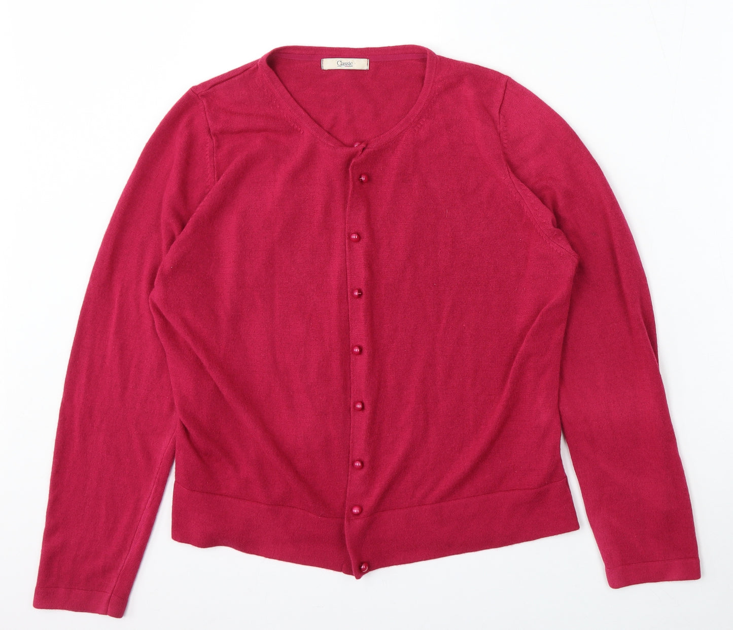 Marks and Spencer Womens Purple Round Neck  Acrylic Cardigan Jumper Size 16