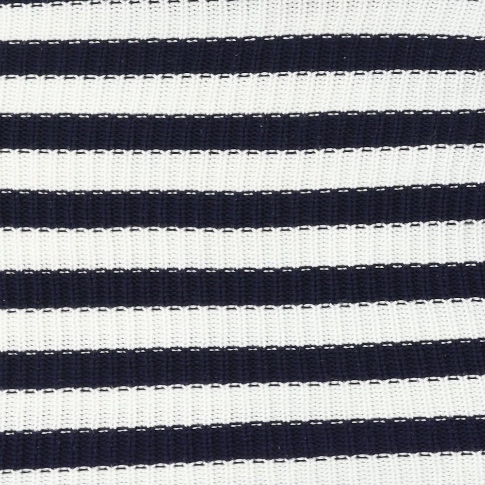 Boohoo Womens Multicoloured Round Neck Striped Acrylic Pullover Jumper Size 16