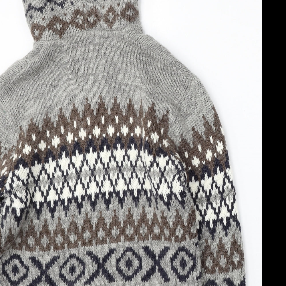 Lee Cooper Mens Grey Round Neck Geometric Acrylic Pullover Jumper Size L