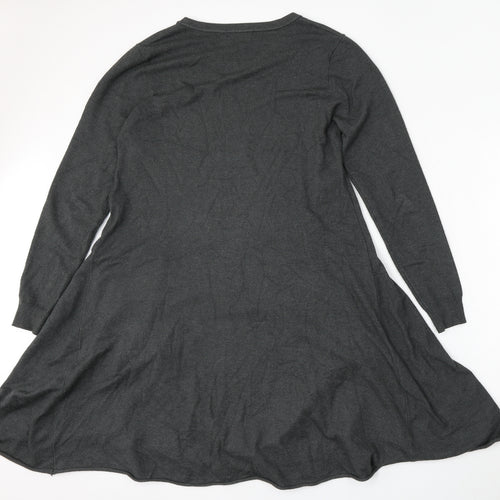 Studio Womens Grey Round Neck  Polyester Pullover Jumper One Size