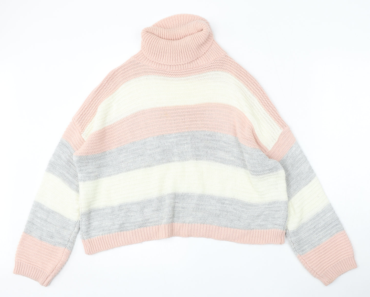 Quiz Womens Multicoloured Roll Neck Striped Acrylic Pullover Jumper Size M