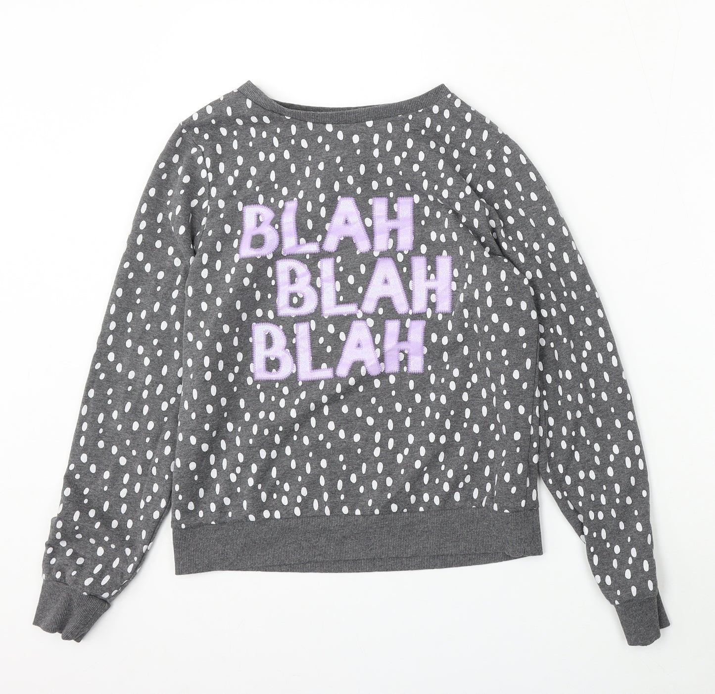 George Womens Grey Polka Dot Polyester Pullover Sweatshirt Size 8