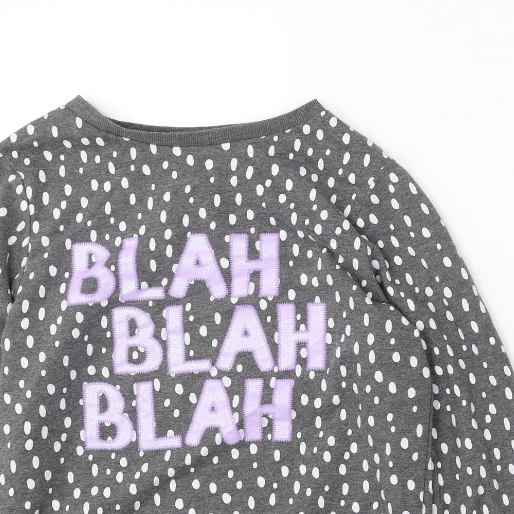 George Womens Grey Polka Dot Polyester Pullover Sweatshirt Size 8