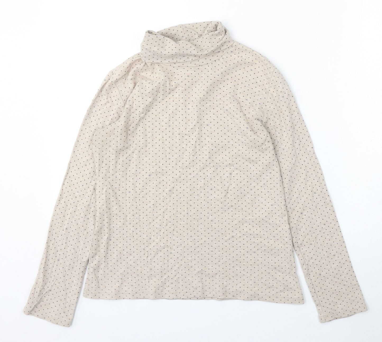 Topvalu Womens Beige Roll Neck Polka Dot Polyester Pullover Jumper Size M