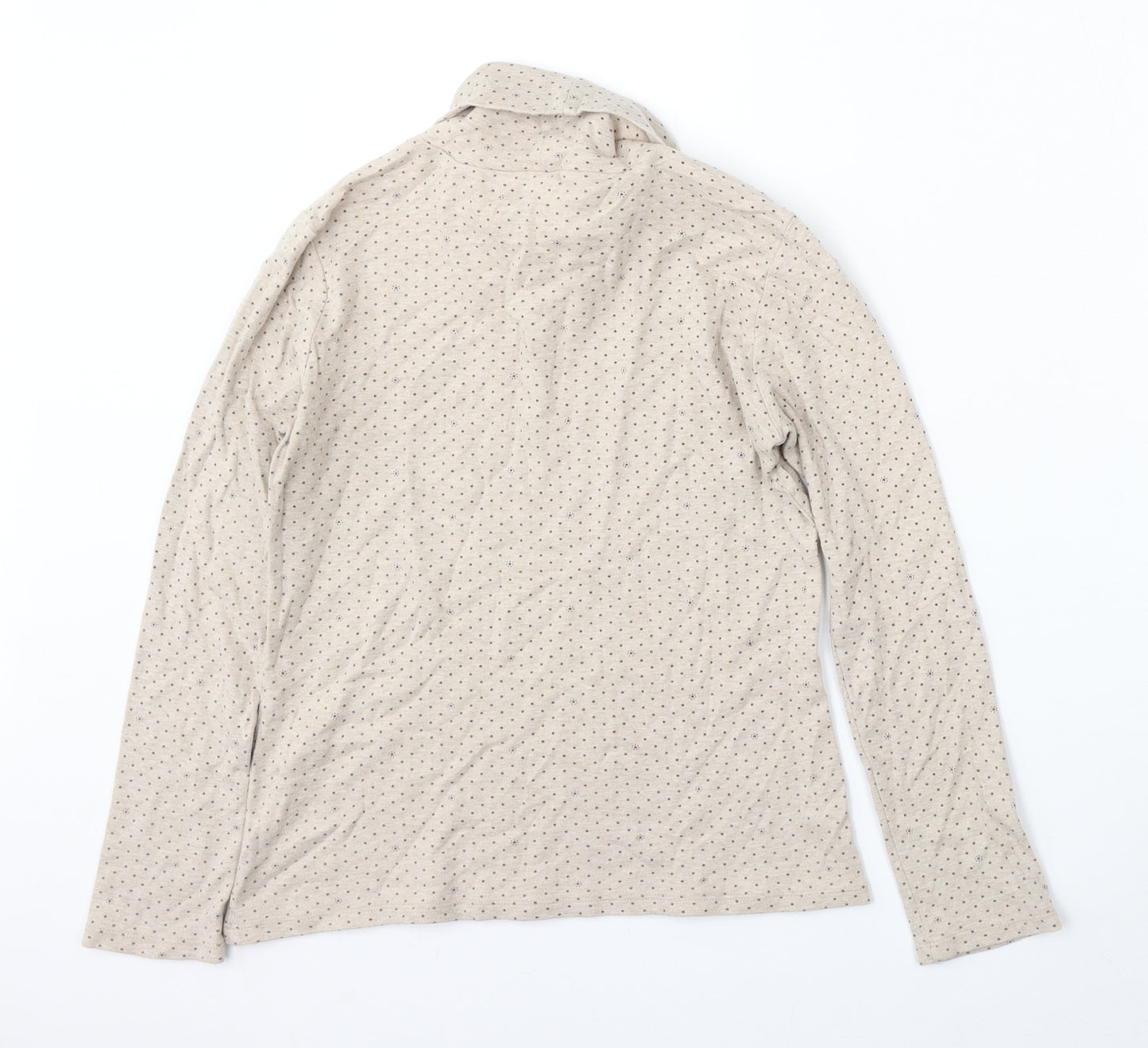 Topvalu Womens Beige Roll Neck Polka Dot Polyester Pullover Jumper Size M