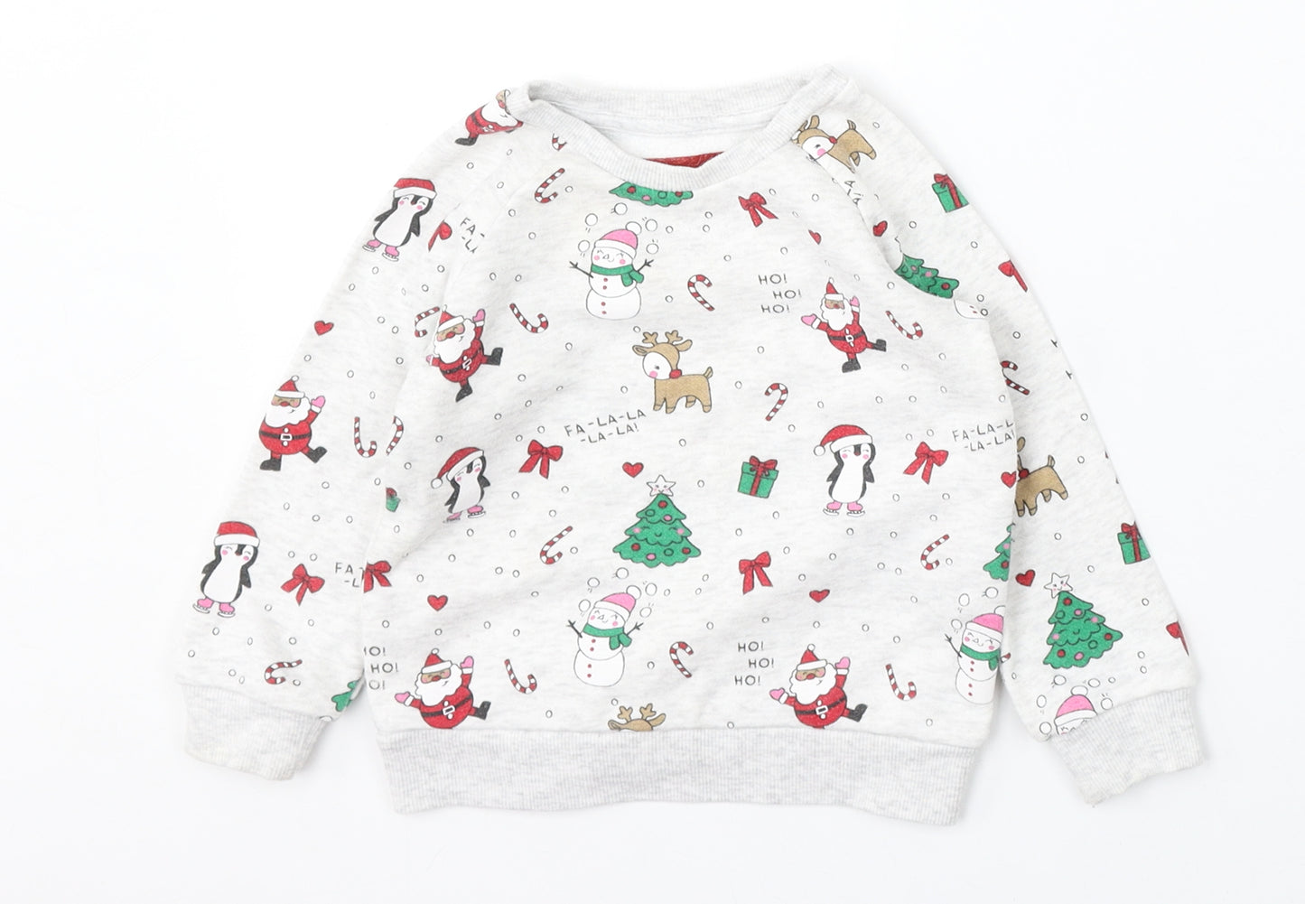 Primark Boys Grey Geometric Cotton Pullover Jumper Size 12-18 Months   - Christmas
