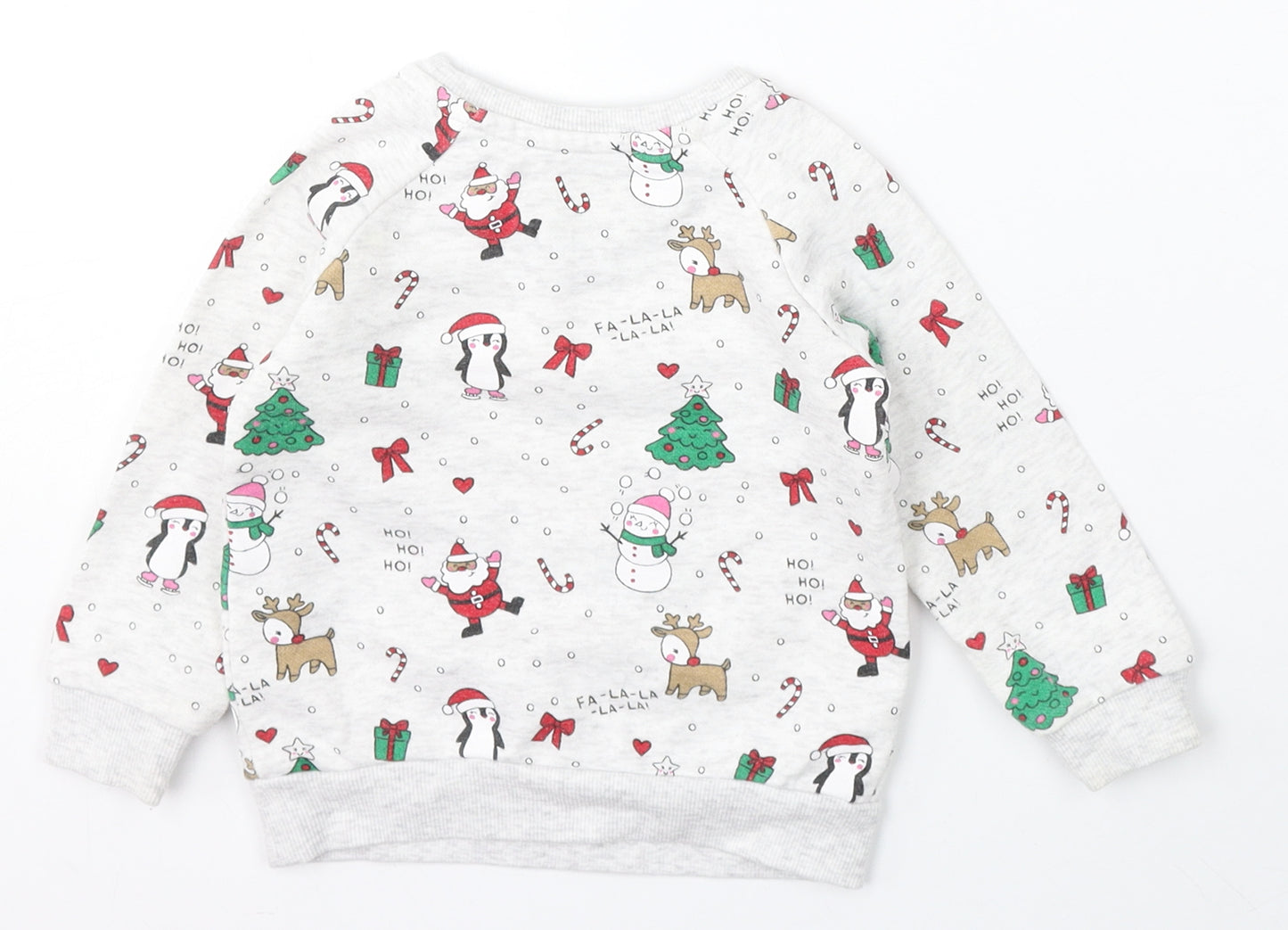 Primark Boys Grey Geometric Cotton Pullover Jumper Size 12-18 Months   - Christmas