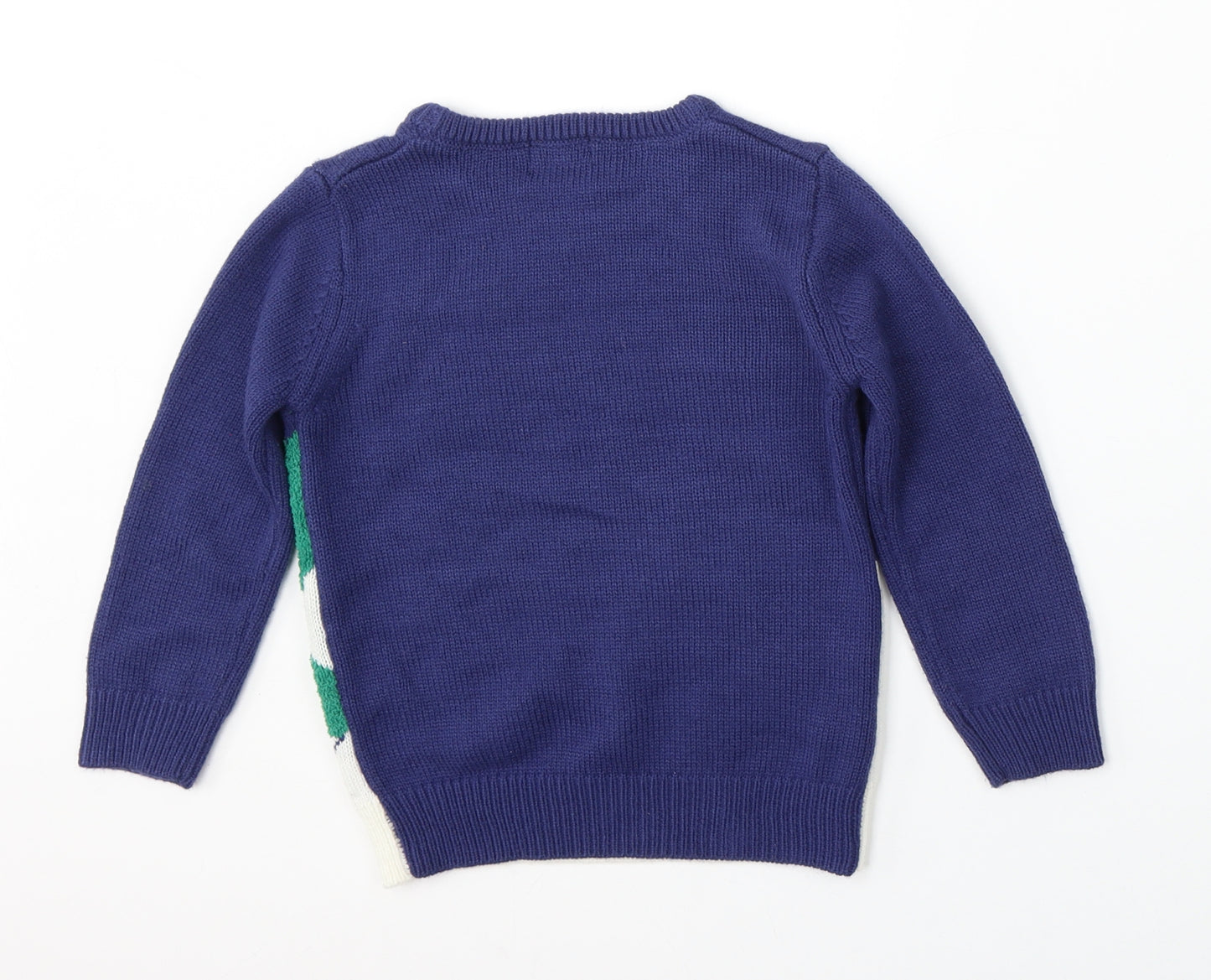 Festive fun Boys Blue Round Neck  Acrylic Pullover Jumper Size 4-5 Years   - christmas