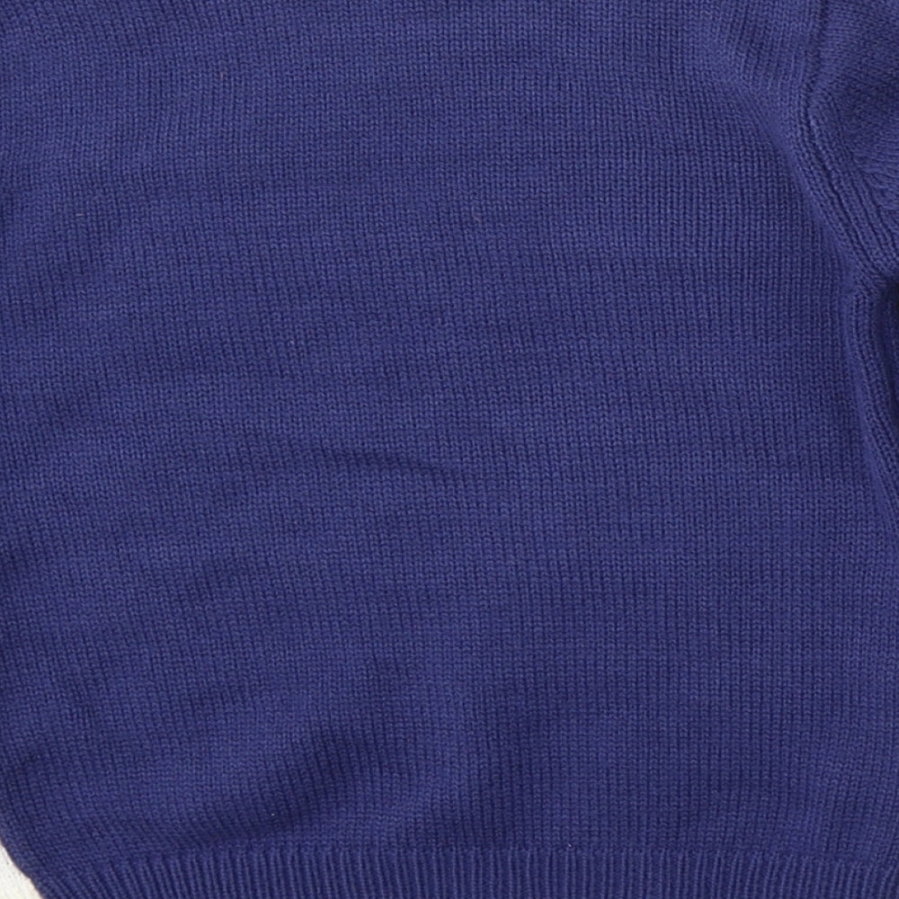 Festive fun Boys Blue Round Neck  Acrylic Pullover Jumper Size 4-5 Years   - christmas