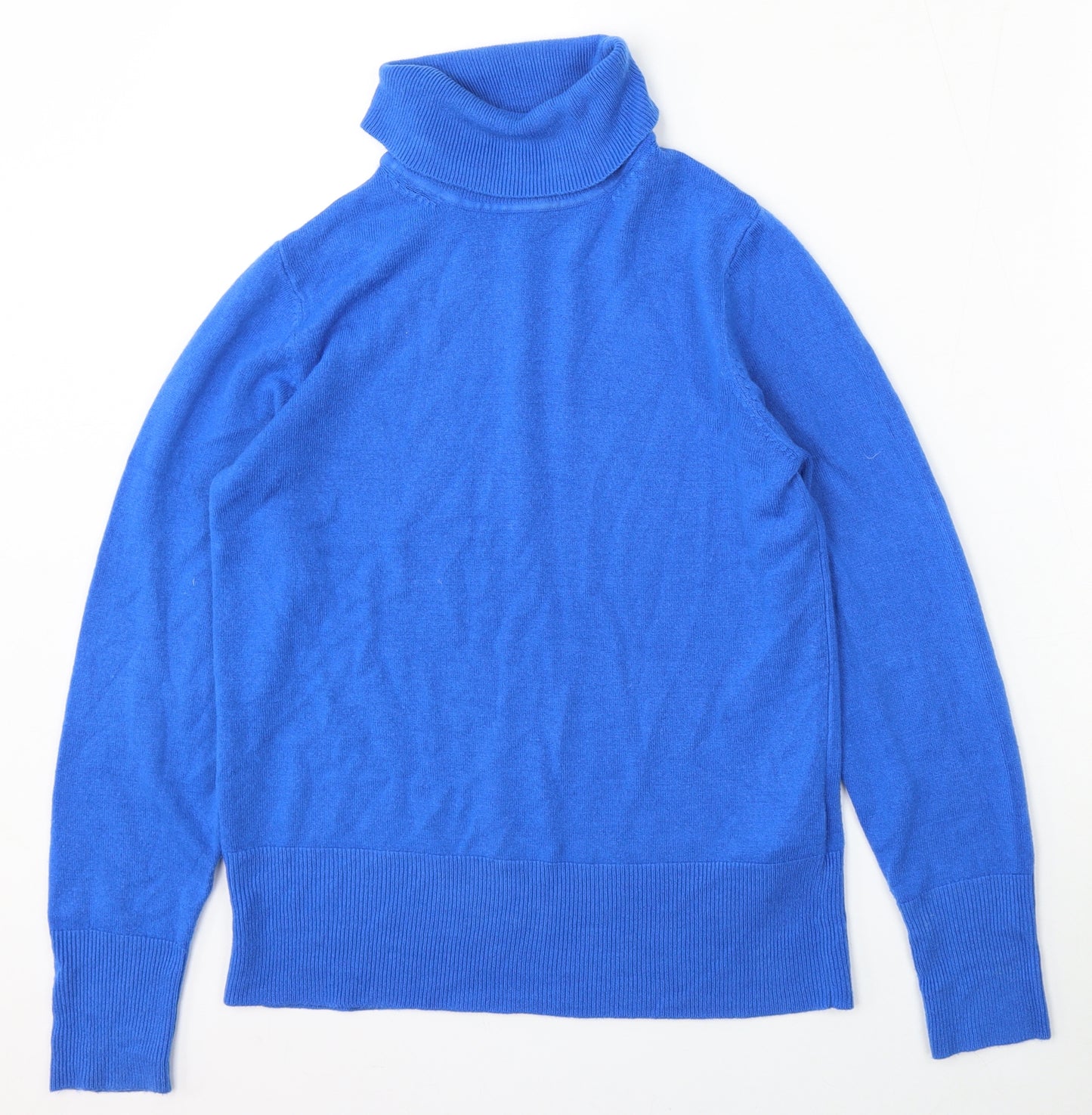 Marks and Spencer Womens Blue Roll Neck  Acrylic Pullover Jumper Size 10