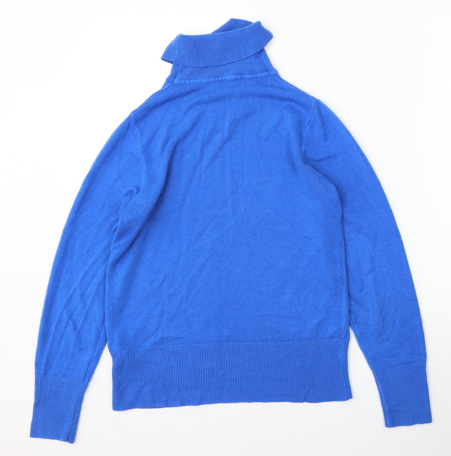 Marks and Spencer Womens Blue Roll Neck  Acrylic Pullover Jumper Size 10