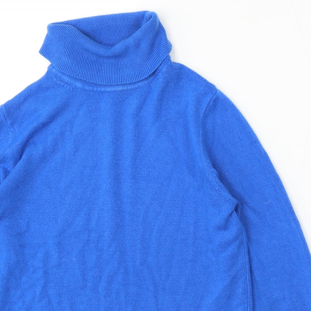 Marks and Spencer Womens Blue Roll Neck  Acrylic Pullover Jumper Size 10