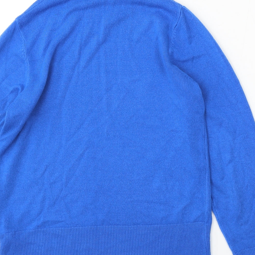 Marks and Spencer Womens Blue Roll Neck  Acrylic Pullover Jumper Size 10