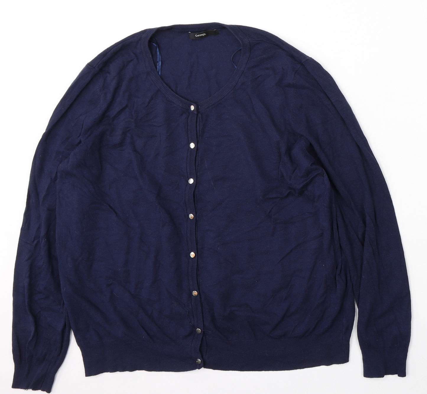 George Womens Blue Round Neck  Viscose Cardigan Jumper Size 20