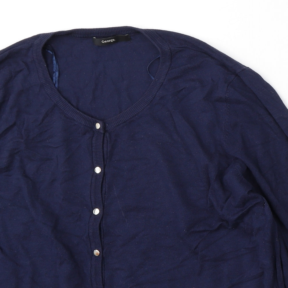 George Womens Blue Round Neck  Viscose Cardigan Jumper Size 20