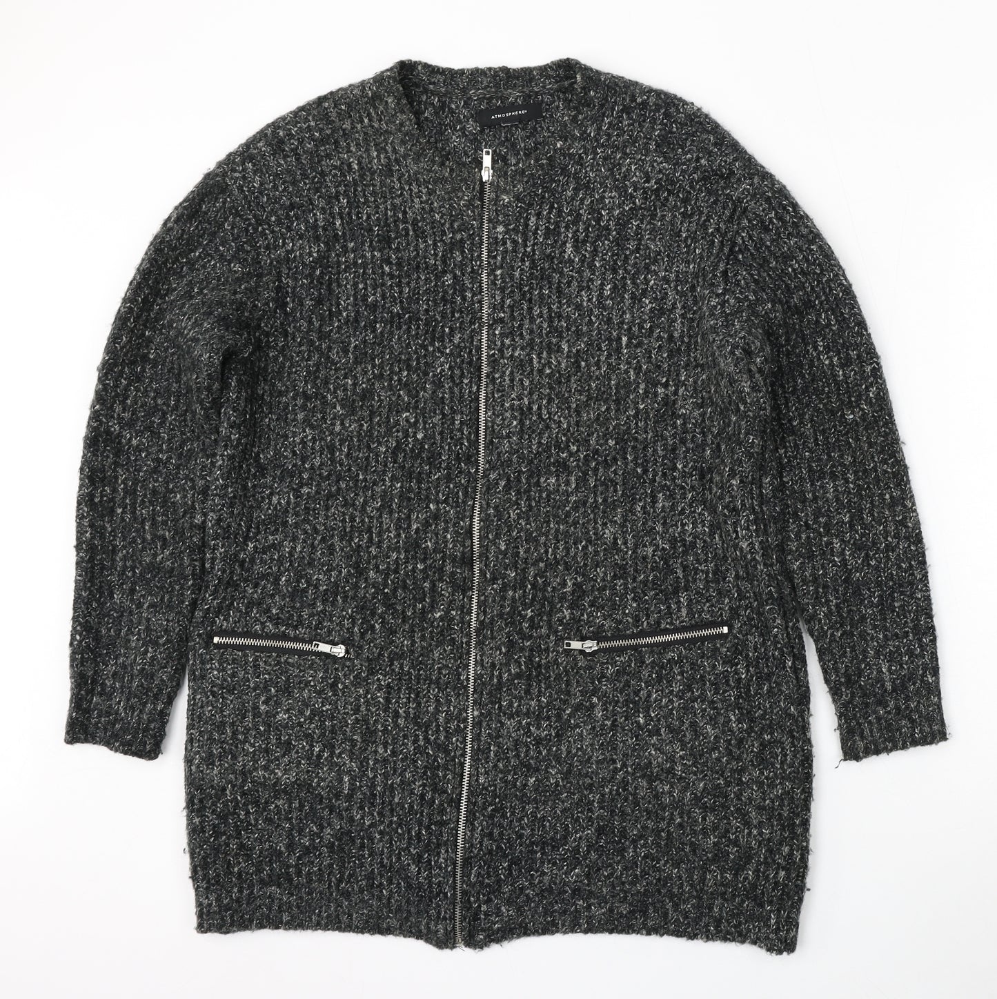 Atmosphere Womens Grey Round Neck  Acrylic Cardigan Jumper Size 14
