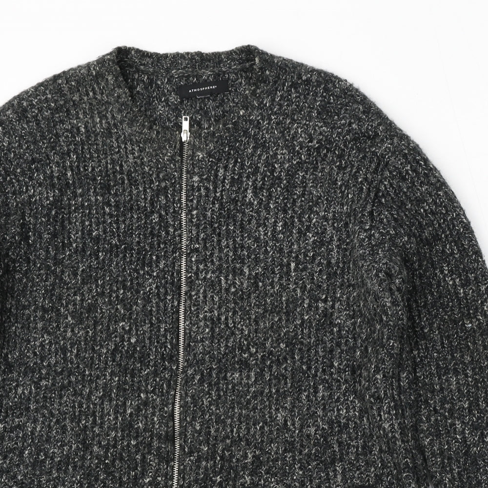 Atmosphere Womens Grey Round Neck  Acrylic Cardigan Jumper Size 14
