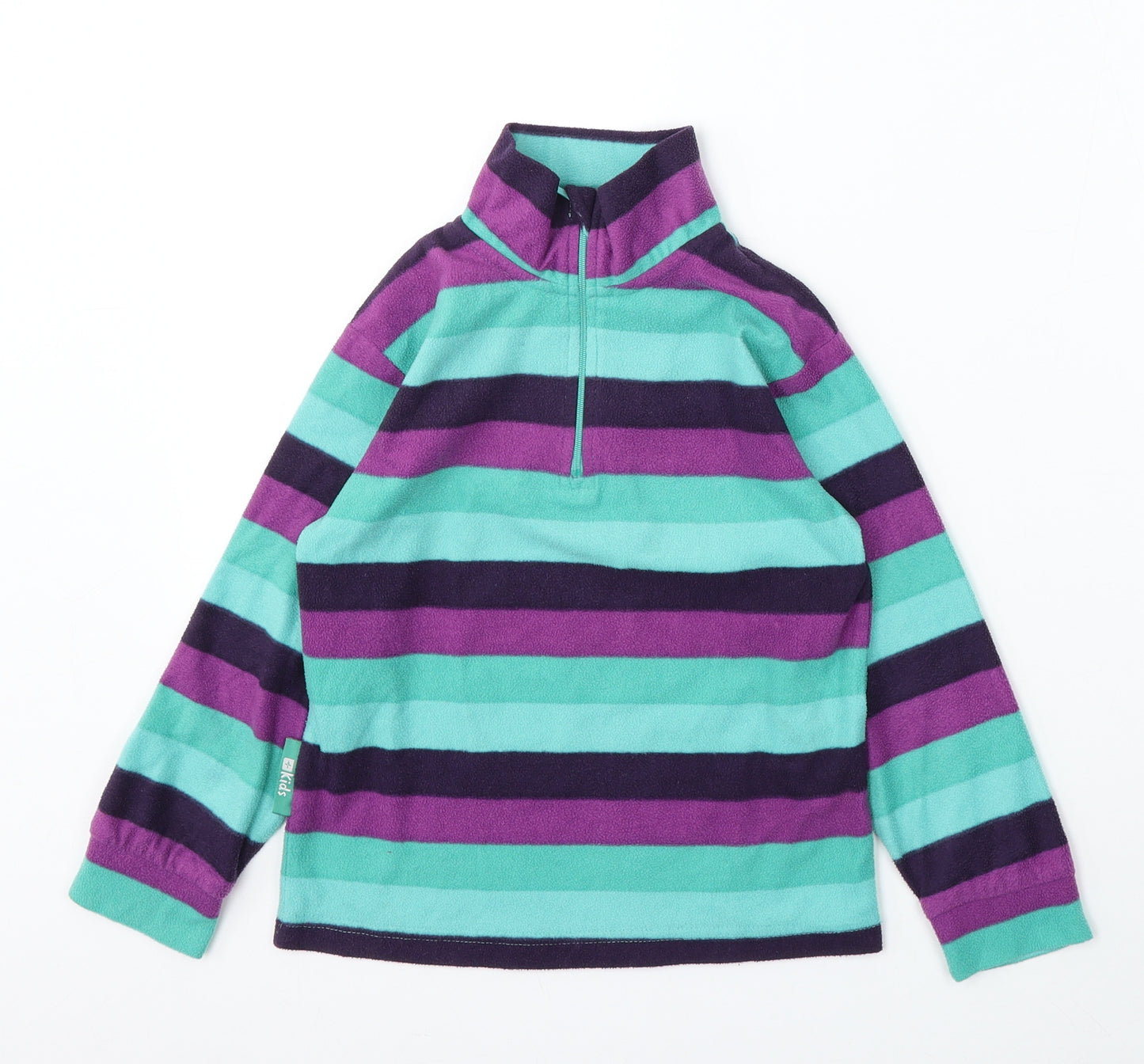 Mountain Warehouse Girls Green Striped Polyester Pullover Sweatshirt Size 5-6 Years